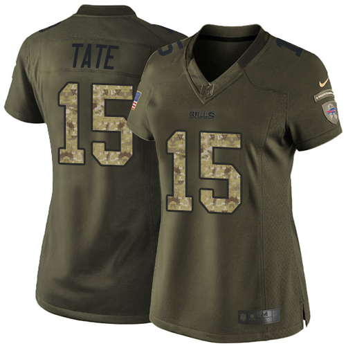 Women's Elite Brandon Tate Nike Jersey Green - #15 Salute to Service NFL Buffalo Bills